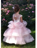 Mauve Lace Tulle Cupcake Skirt Long Flower Girl Dress